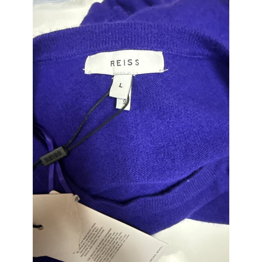Reiss Charley Midi Dress Wool Viscose Blend Ruched Knit Plum Women's Large NWT - Picture 12 of 14
